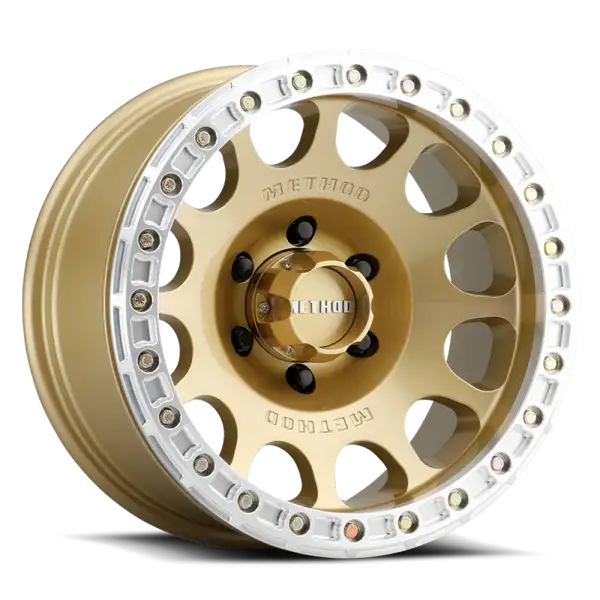 Method MR105 V3 Beadlock 17x9 -38mm Offset 5x5 71.5mm CB Gold Wheel w/ BH-H24125