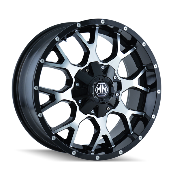 Mayhem 8015 Warrior 20x9 / 8x165.1 BP / 18mm Offset / 124.1mm Hub Gloss Black Milled Wheel