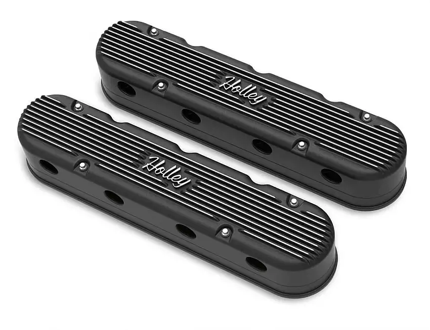 2-Pc LS Vintage Series Valve Covers - Satin Black Machined Finish - 241-172