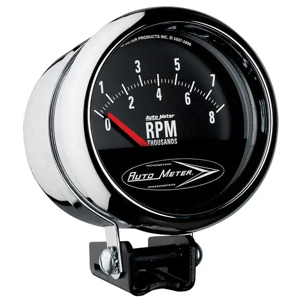 AutoMeter Traditional Chrome 3-3/4in 8k w/ Retro Short Sweep Tachometer (2897)