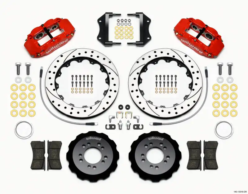 Wilwood Narrow Superlite 6R Front Hat Kit 12.88in Drill Red 2013-Up Ford Focus ST w/ Lines