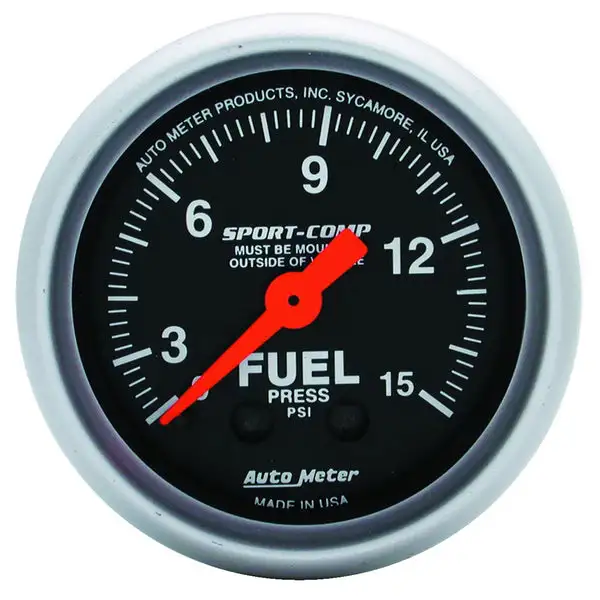 AutoMeter 2-1/16in 0-15 PSI Mechanical Sport-Comp Fuel Pressure Gauge (3311)