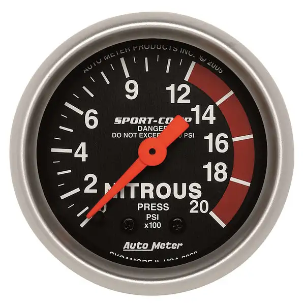 AutoMeter Sport-Comp 52mm 0-2000 PSI Mechanical Nitrous Pressure Gauge (3328)