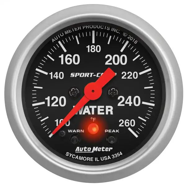 AutoMeterGAUGE, WATER TEMP, 2 1/16", 260?F, DIGITAL STEPPER MOTOR W/PK & WRN, SPORT-COMP - 3354