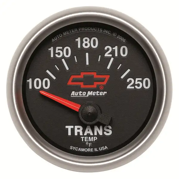 AutoMeter GM Bowtie Black 2-1/16in 100-250 Degree F Electronic Transmission Temperature Gauge (3649-00406)