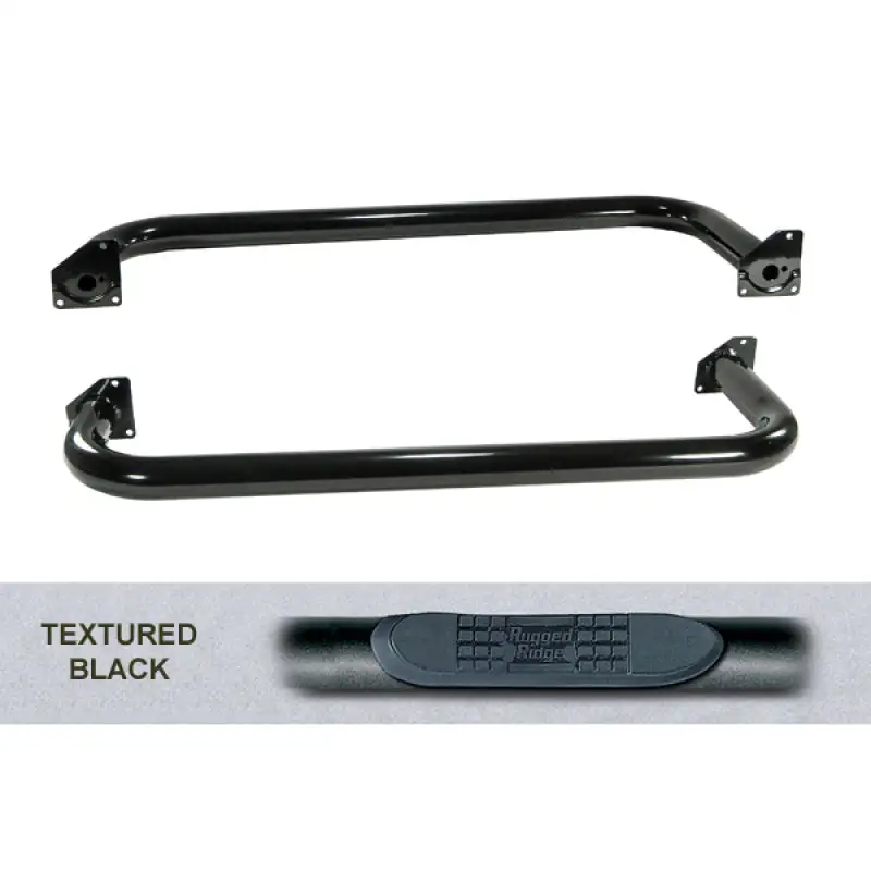 Rugged Ridge 3-In Round Side Step Black Jeep Wrangler YJ
