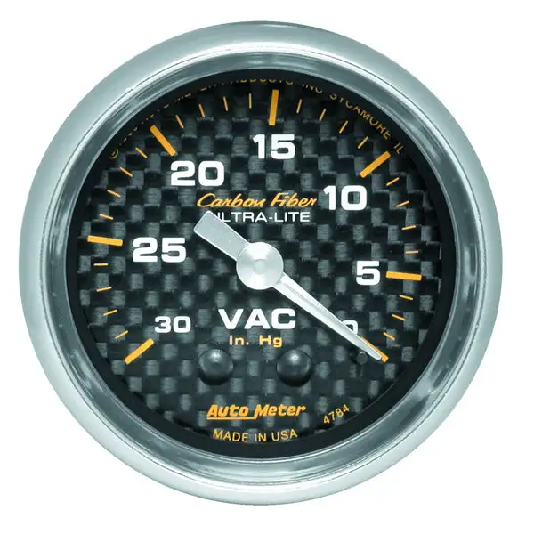AutoMeter 2-1/16in Vacuum Gauge Carbon Fiber Mechanical 30Hg (4784)