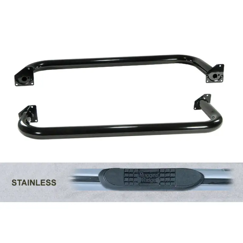 Rugged Ridge 3-In Round Tube Side Step SS Jeep Wrangler YJ