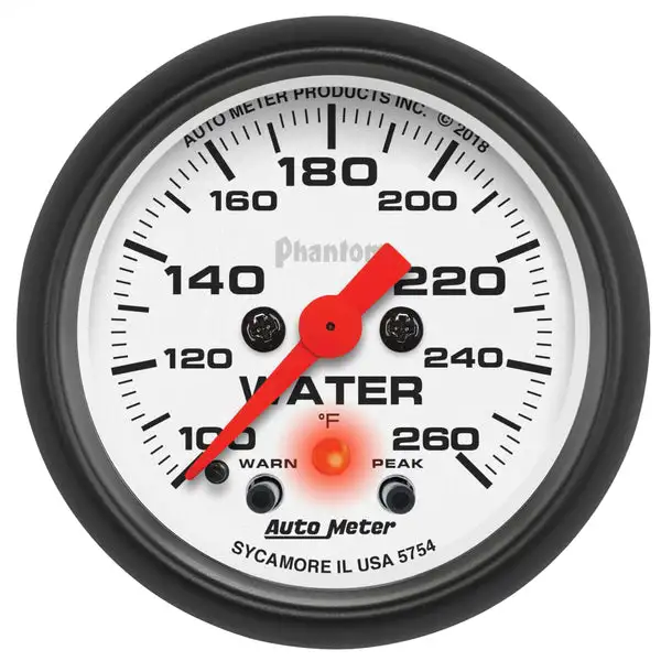 AutoMeterGAUGE, WATER TEMP, 2 1/16", 260?F, DIGITAL STEPPER MOTOR W/PK & WRN, PHANTOM - 5754