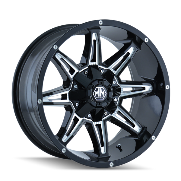 Mayhem 8090 Rampage 20x9 / 8x165.1 BP / 18mm Offset / 130.8mm Hub Gloss Black Milled Wheel