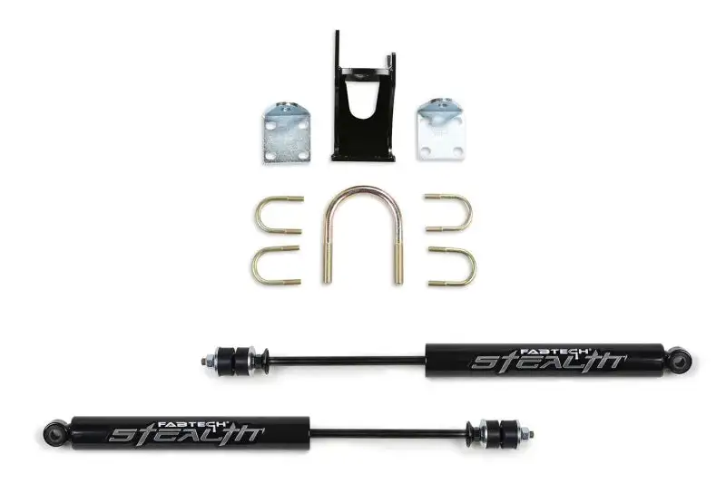Fabtech 05+ Ford F250/350 4WD Dual Stealth Steering Stabilizer Kit - Opposing Style