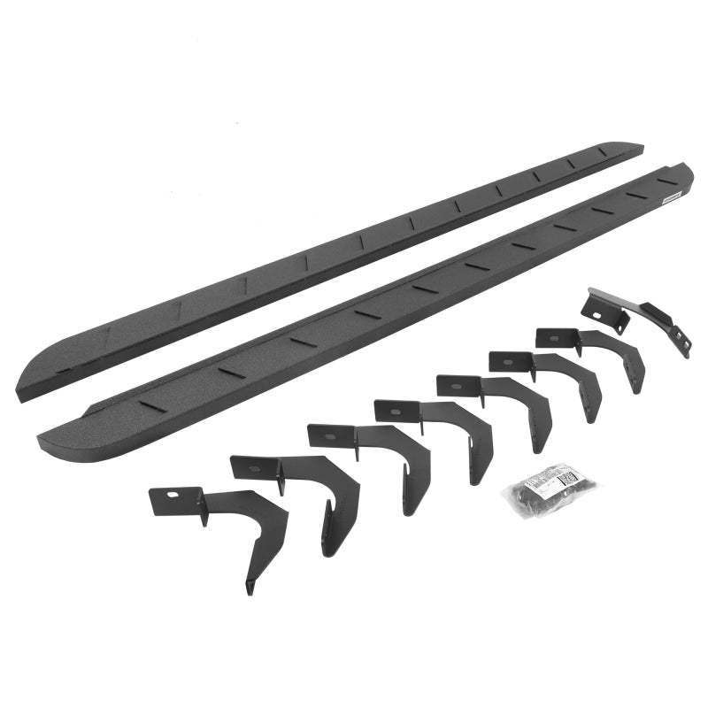 Go Rhino GMC Canyon CC 4DR RB10 Slim Running Boards Kit (Incl. Brackets) - Bedliner Coating