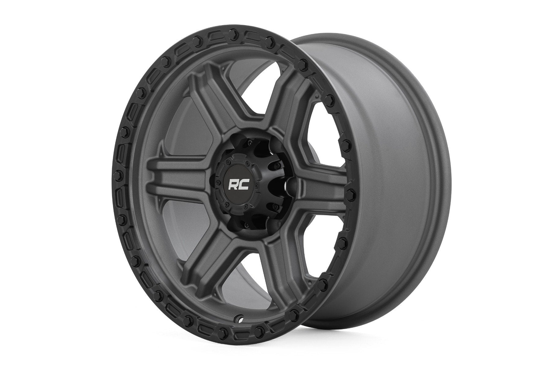 Rough Country 79 Series Wheel - One-Piece - Gunmetal Gray w/Black Ring - 17x8.5 - 6x5.5 - 0mm - 79170912G