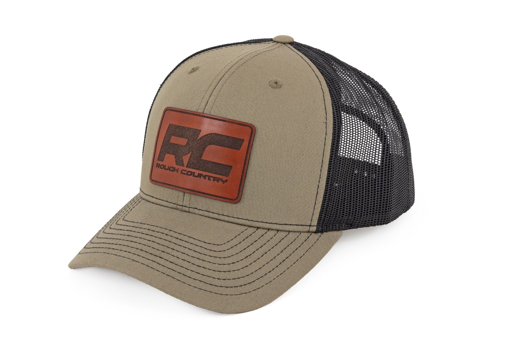 Rough Country Hat - Black Mesh - Rough Country Patch - Brown/Leather - Richardson 112 - 84119