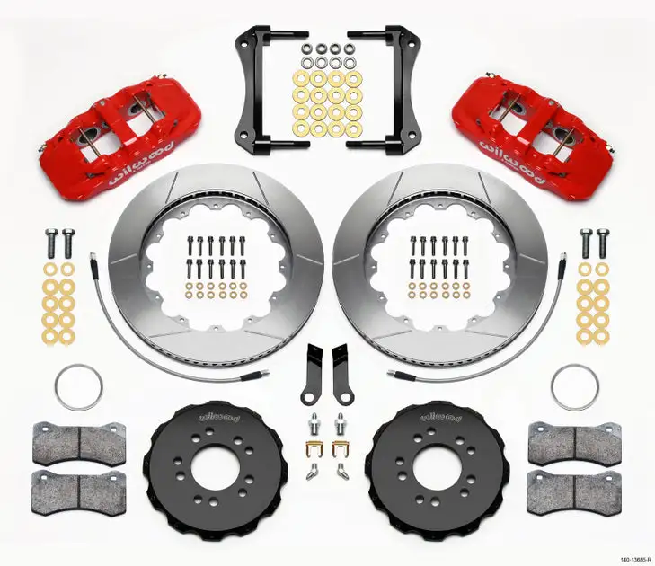 Wilwood AERO6 Front Hat Kit 14.00 Red 2005-2014 Mustang w/ BMR Suspn. w/Lines