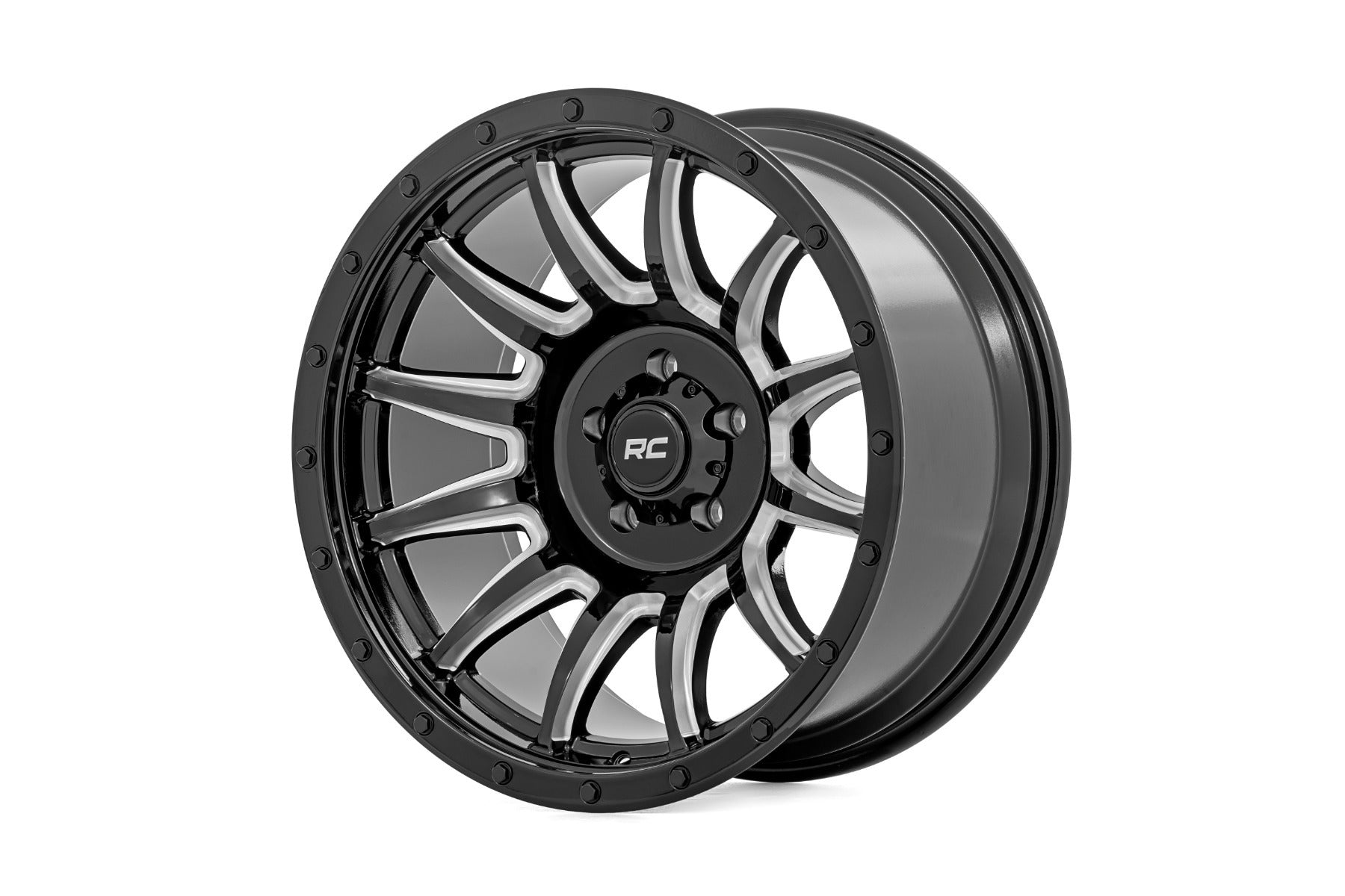 Rough Country Rough Country 90 Series Wheel - One-Piece - Gloss Black w/machined spokes - 20x9 - 6x5.5 - 0mm - 90200912M