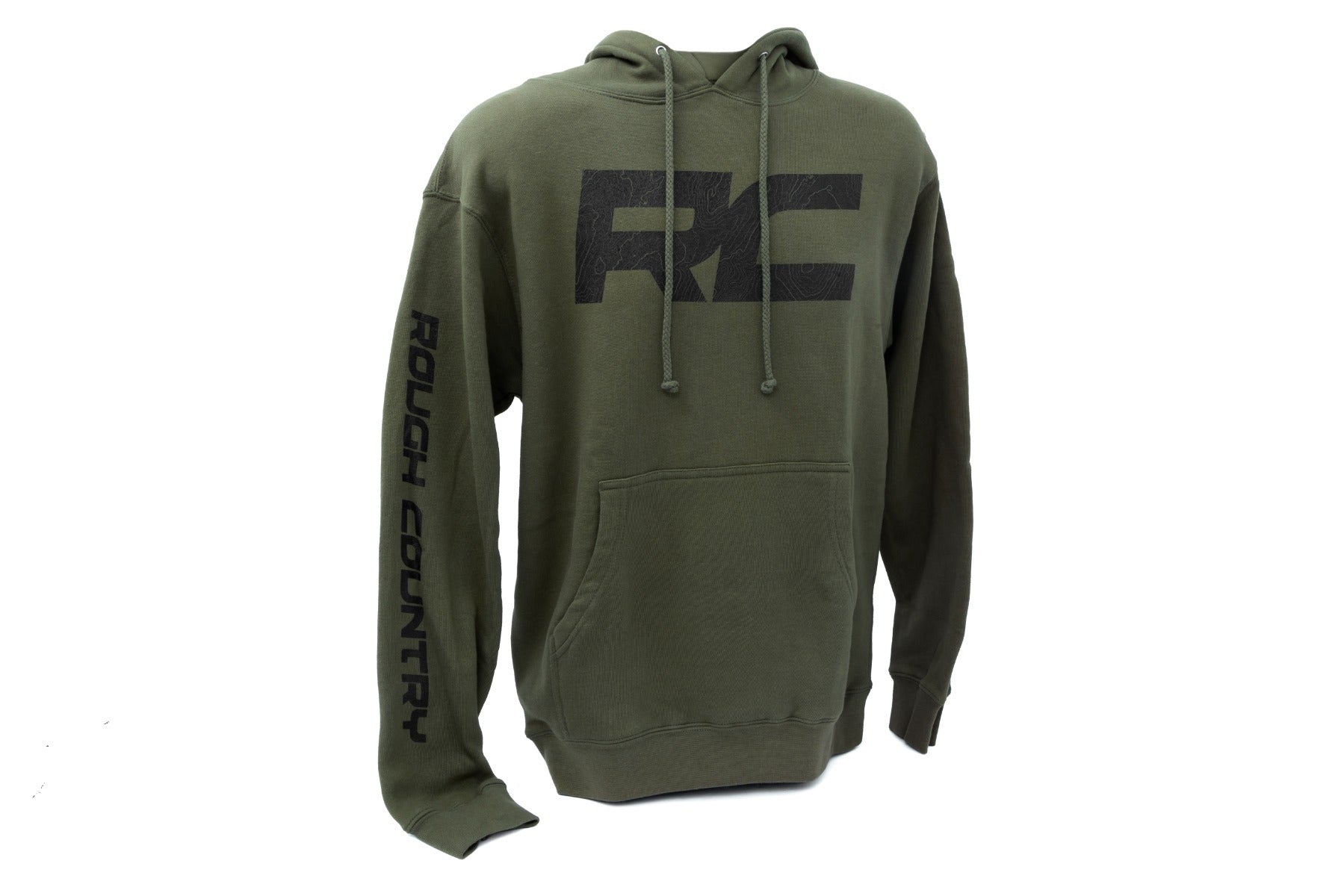 Rough Country Hoodie - RC Topographical Sleeve - Army Green - MD - 94096MD