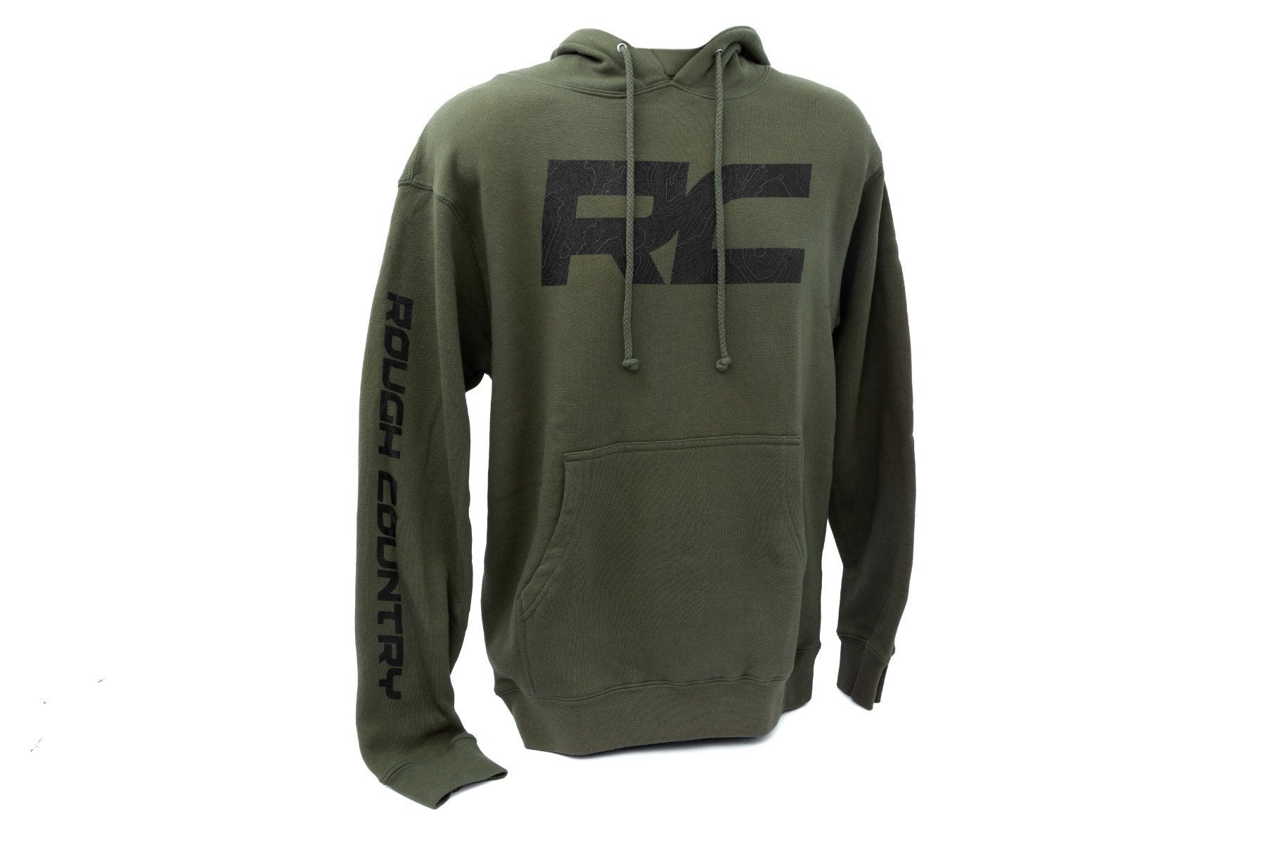 Rough Country Hoodie - RC Topographical Sleeve - Army Green - LG - 94096XL