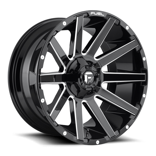 Aluminum Wheels 20X9 Contra D615 8 On 180 Gloss Black Milled 124.3 Bore 1 Offset Multi Spoke Fuel Off Road Wheels - D61520901850