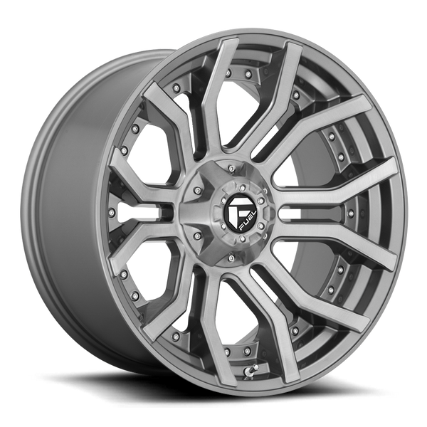 Aluminum Wheels 20X10 Rage Platinum D713 8 On 180 Brushed Gunmetal Gray Tinted Clear 124.2 Bore -18 Offset Fuel Off Road Wheels - D71320001847