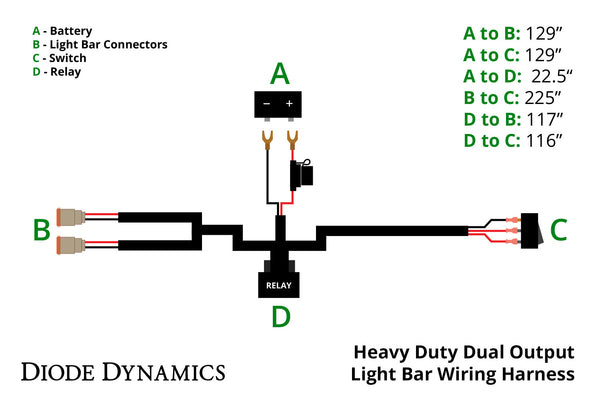 Heavy Duty Dual Output Light Bar Wiring Harness Diode Dynamics - DD4045