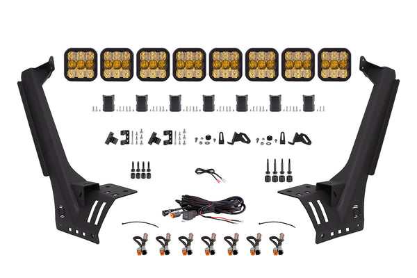 Jeep JL SS5 Sport CrossLink Windshield Yellow Combo Lightbar Kit Diode Dynamics - DD6822