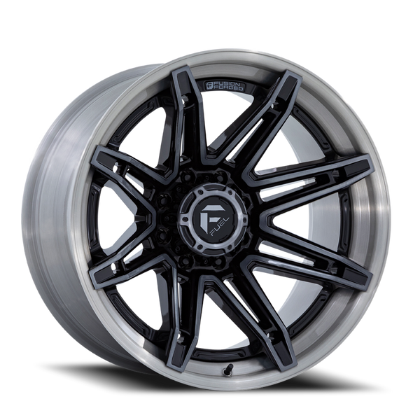 Aluminum Wheels 22X10 Brawl FC401BT 8 On 165.1 Gloss Black Brushed Dark Tint 125.1 Bore -18 Offset Fuel Off Road Wheels - FC401BT22108018N