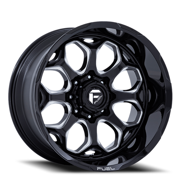 Aluminum Wheels 20X10 Scepter FC862 BE 6 On 135 Gloss Black Milled 87.1 Bore -18 Offset Fuel Off Road Wheels - FC862BE20106318N