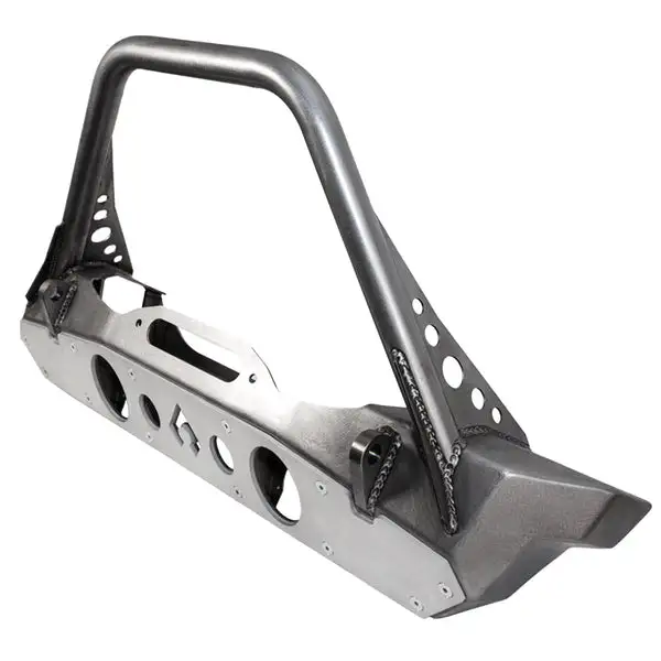 Bare Steel Nighthawk Mid-tube Stinger Front Bumper with Aluminum Skid for JK, JL, and JT - Bare Steel Artec Industries - Artec Industries - JJ8030