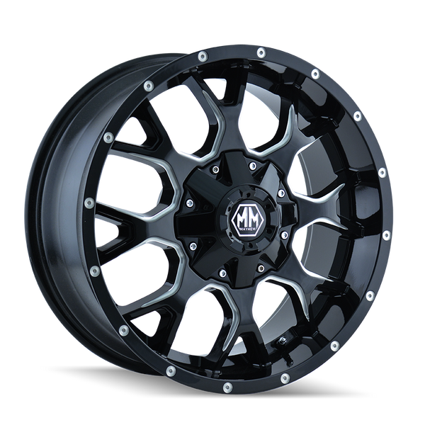 MAYHEM WARRIOR 8015 GLOSS BLACK MILLED 20X10 8-180 -25MM 124.1MM - 8015-2178M