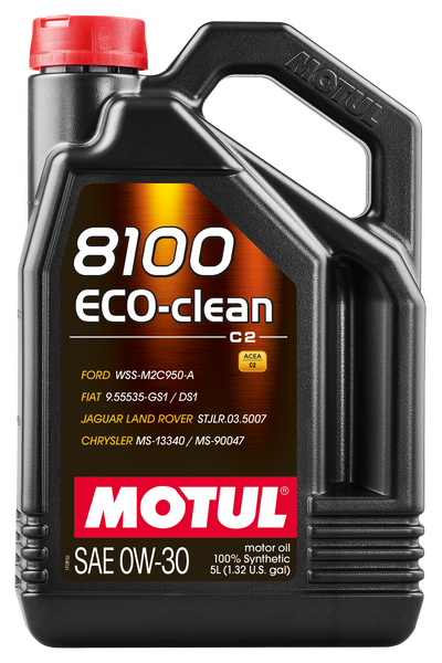 Motul 5L Synthetic Engine Oil 8100 0W30 4x5L ECO-CLEAN  ACEA C2 API SM ST.JLR 03.5007 (102889)