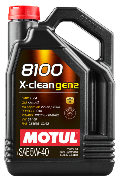 Motul 5L Synthetic Engine Oil 8100 X-CLEAN Gen 2 5W40 (109762)