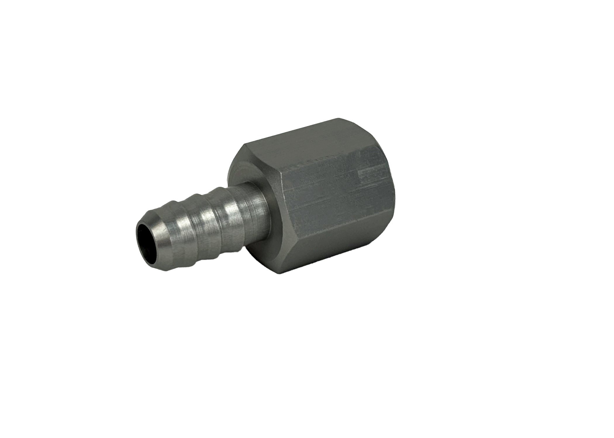 Adapter Fitting | -6 AN Female to 3/8" Hose Barb | Straight | Aluminum | Clear Anodized | PF-4000-C