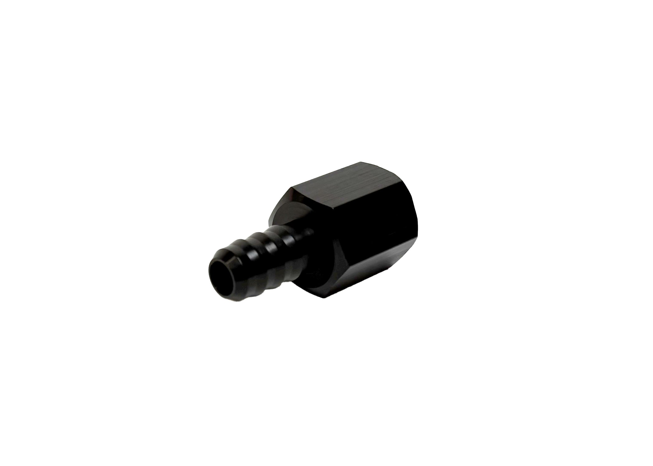 Adapter Fitting | -6 AN Female to 3/8" Hose Barb | Straight | Aluminum | Black Anodized | PF-4000