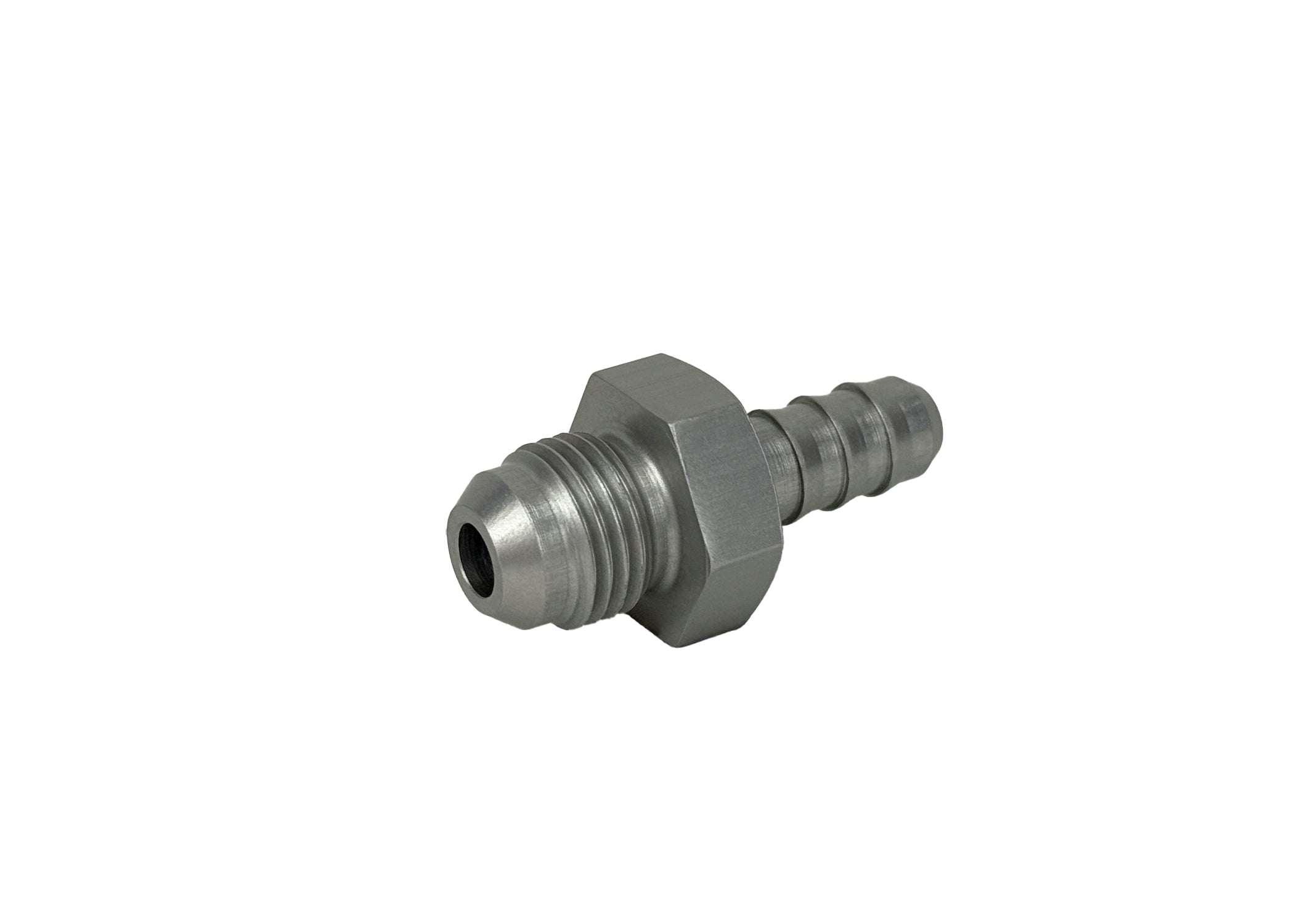 Adapter Fitting | -6 AN Male to 5/16" Hose Barb | Straight | Aluminum | Clear Anodized | PF-4003-C