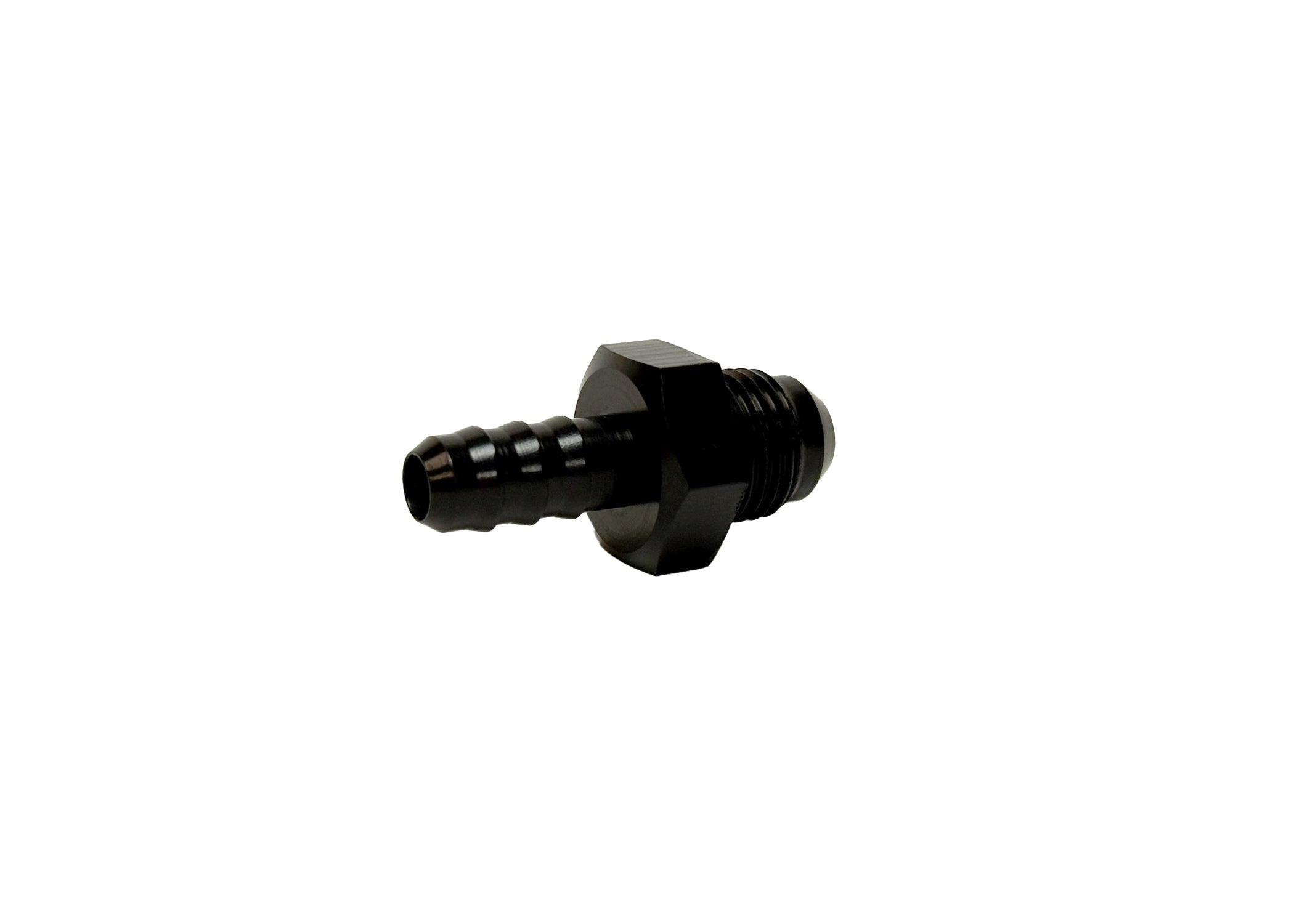 Adapter Fitting | -6 AN Male to 5/16" Hose Barb | Straight | Aluminum | Black Anodized | PF-4003