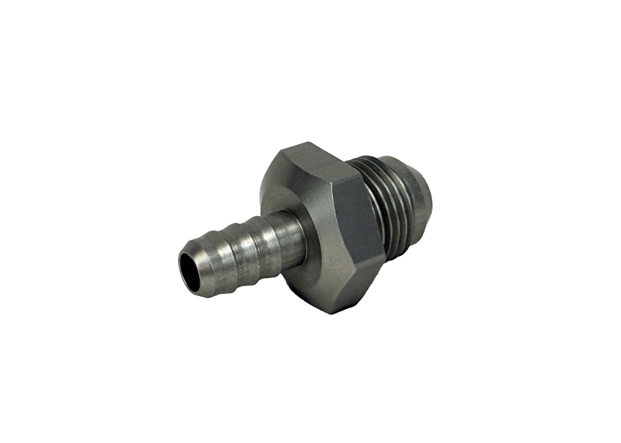 Adapter Fitting | -8 AN Male to 3/8" Hose Barb | Straight | Aluminum | Clear Anodized | PF-4008-C