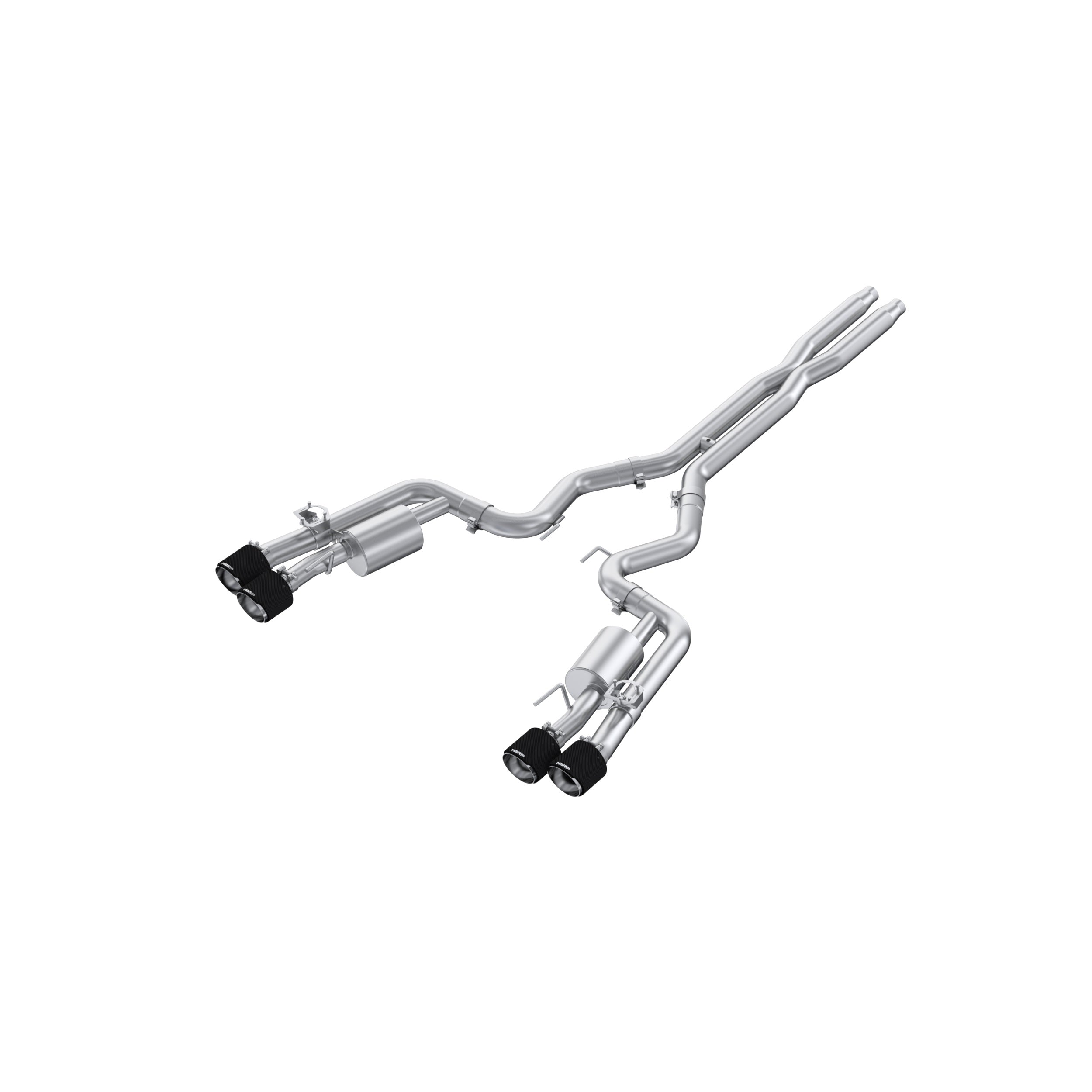 Fits 2024 Ford Mustang Dark Horse 3in Dual Split Rear Exit Exhaust w/ Quad CF Tips - T304
