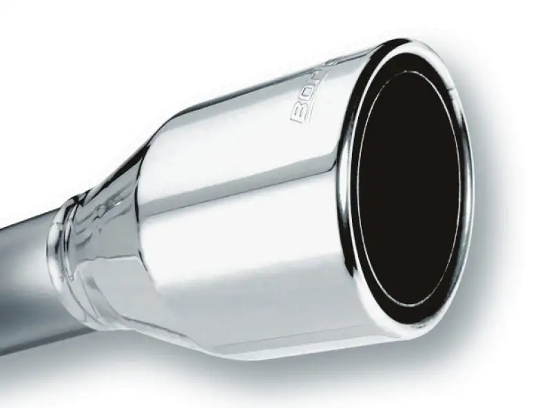 Borla 2.5in Inlet 4.5in Round Rolled Angle Cut Phantom X 7.75in Long Embossed Universal Exhaust Tips