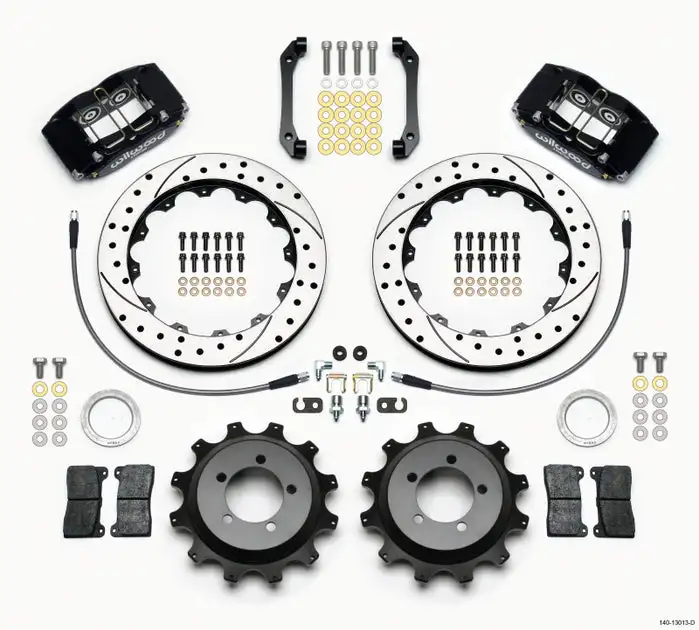 Wilwood Dynapro Radial Rear Kit 12.88in Drilled 2006-2007 Subaru WRX w/Lines