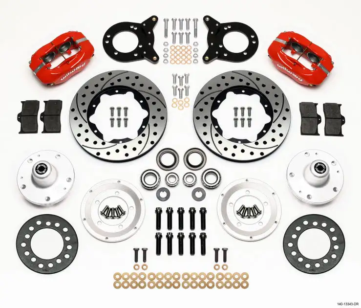 Wilwood Dynapro Dust-Boot Front Kit 11.00in Dril Red 1965-1969 Mustang Disc & Drum Spindle