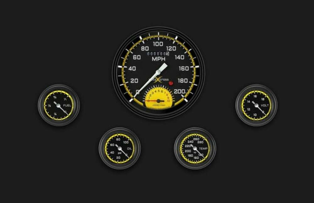 AutoCross Yellow Five Gauge Set 165 AX165YBLF