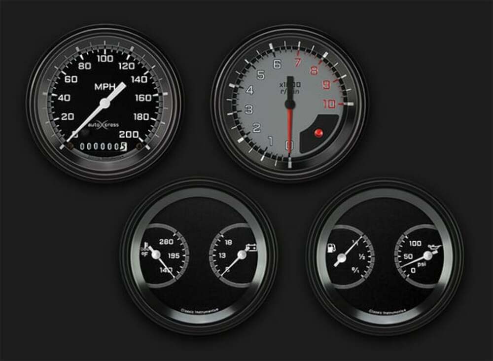 AutoCross Gray Four Gauge Set AX05GBLF