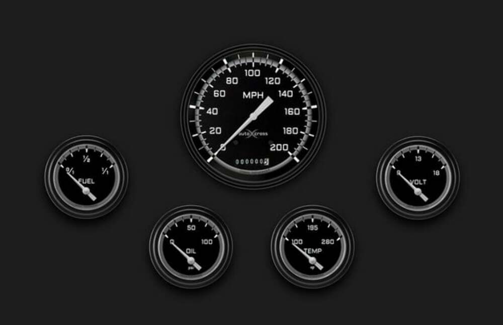 AutoCross Gray Five Gauge Set 254 AX254GBLF