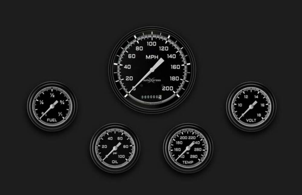 AutoCross Gray Five Gauge Set 354 AX354GBLF