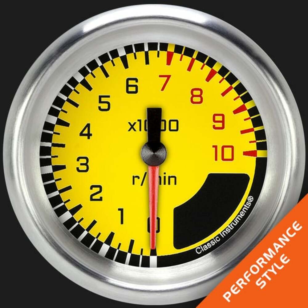 AutoCross Yellow 2 5/8" Tachometer AX383YAPF