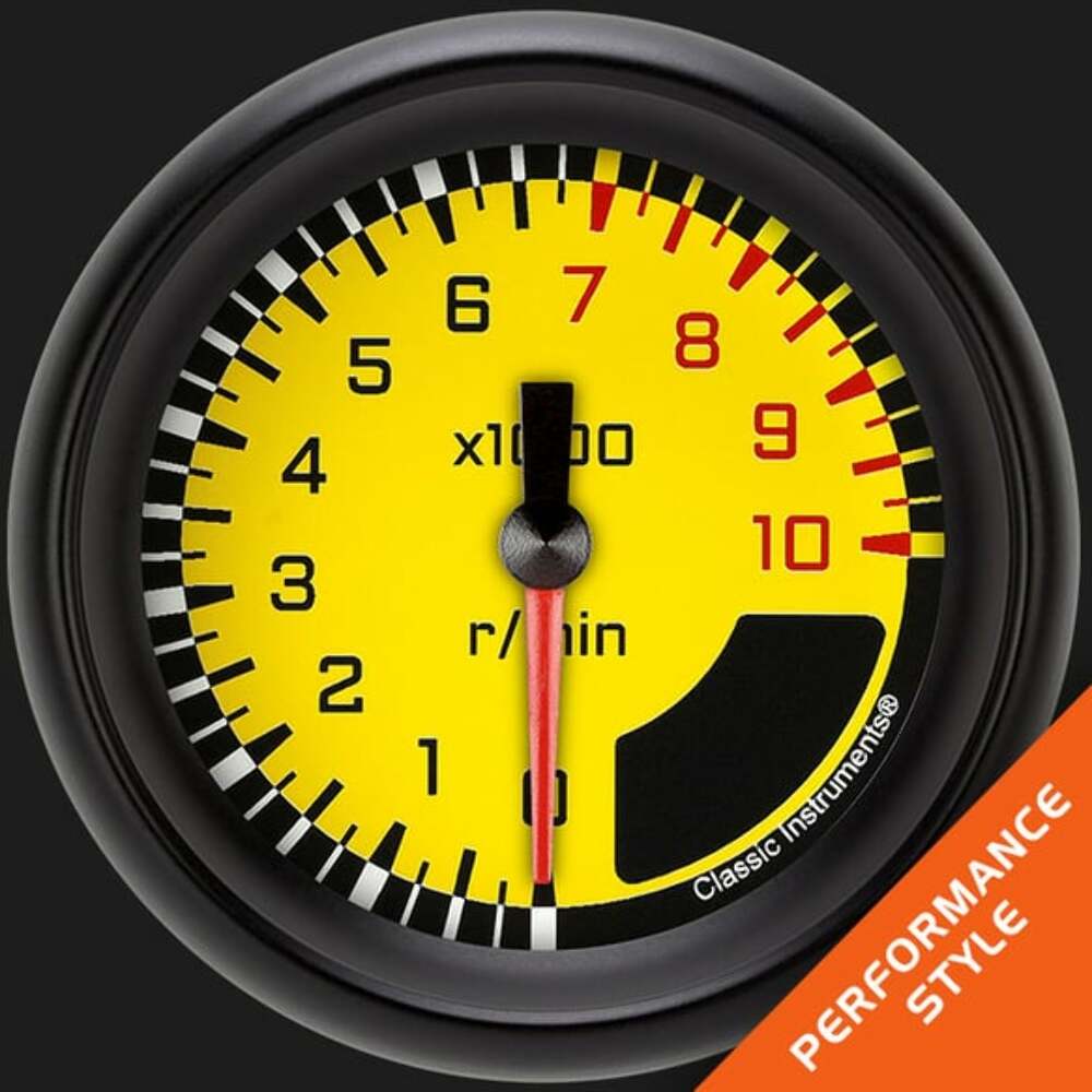 AutoCross Yellow 2 5/8" Tachometer AX383YBPF