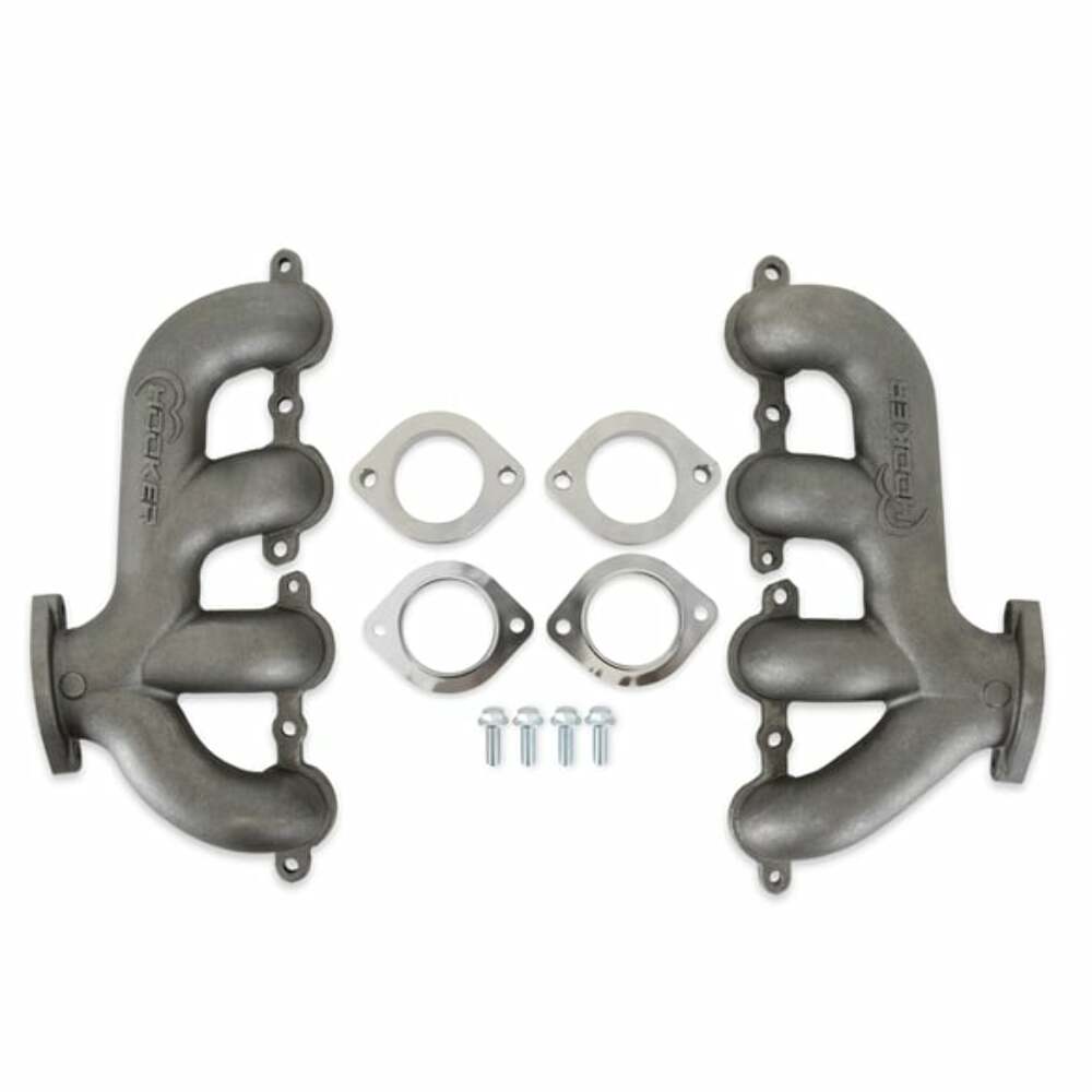 BlackHeart LS Swap Exhaust Manifolds-Rear Dump-Natural Cast - 8505HKR