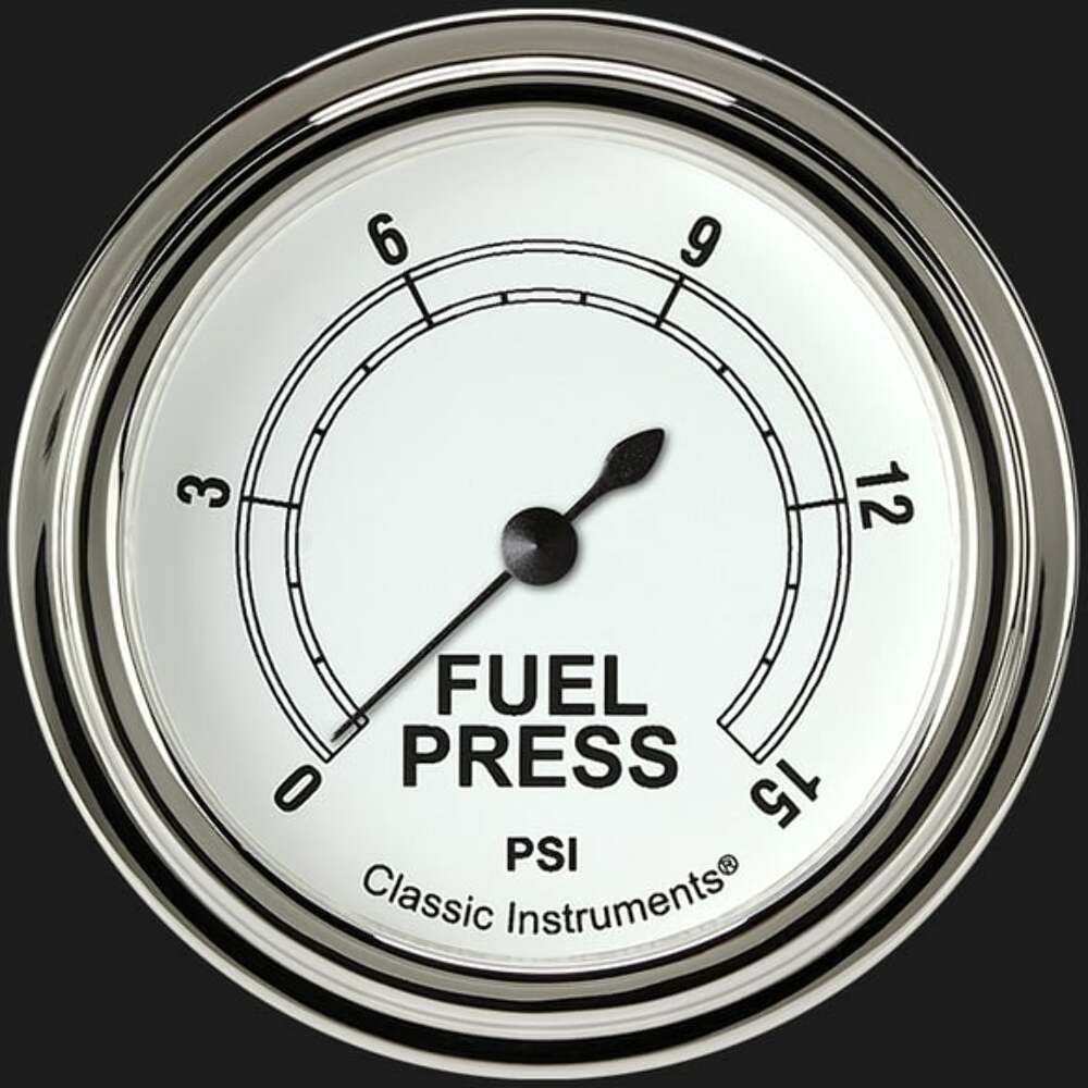 Classic White 2 5/8" Fuel Pressure Gauge, 15 psi CW345SLF