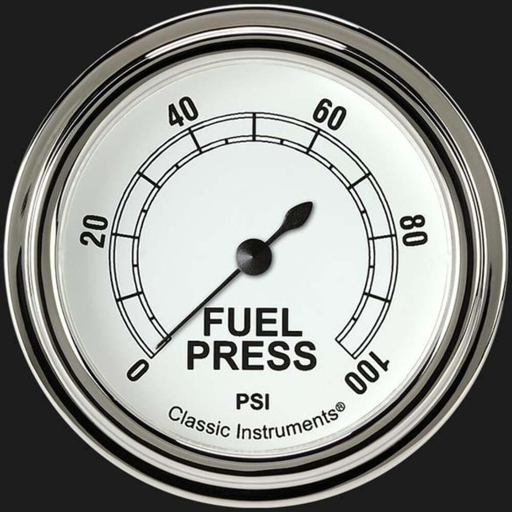 Classic White 2 5/8" Fuel Pressure Gauge, 100 psi CW346SLF